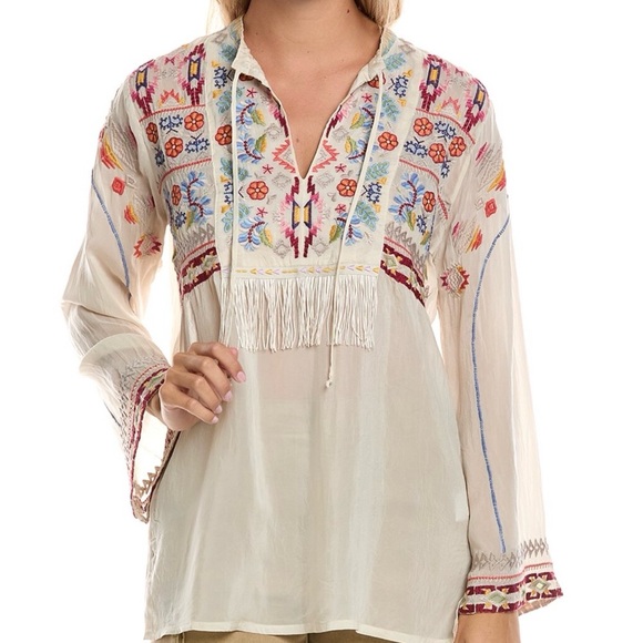 Jhonny Was Tops - Johnny Was CORIANDER TUNIC-KAREN Women's 100% Cupra
Rayón Size Large